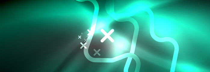 Glowing neon abstract lines, techno futuristic template