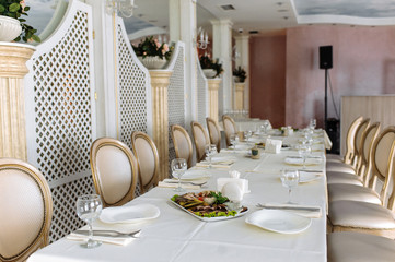 table set for a bridal party