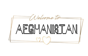 Afghanistan  Welcome to text Neon lettering typography. Word for logotype, badge, icon, postcard, logo, banner Vector Illustration.