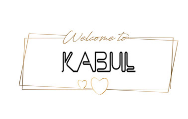 Kabul  Welcome to text Neon lettering typography. Word for logotype, badge, icon, postcard, logo, banner Vector Illustration.