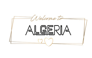 Algeria  Welcome to text Neon lettering typography. Word for logotype, badge, icon, postcard, logo, banner Vector Illustration.