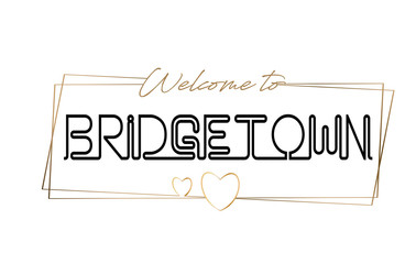 Bridgetown  Welcome to text Neon lettering typography. Word for logotype, badge, icon, postcard, logo, banner Vector Illustration.