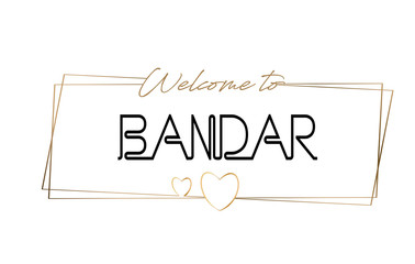 Bandar  Welcome to text Neon lettering typography. Word for logotype, badge, icon, postcard, logo, banner Vector Illustration.