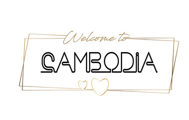 Cambodia  Welcome to text Neon lettering typography. Word for logotype, badge, icon, postcard, logo, banner Vector Illustration.