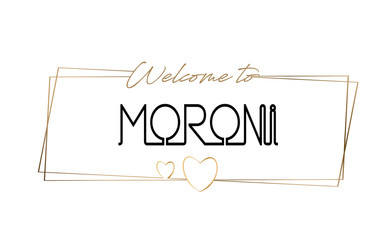 Moroni  Welcome to text Neon lettering typography. Word for logotype, badge, icon, postcard, logo, banner Vector Illustration.