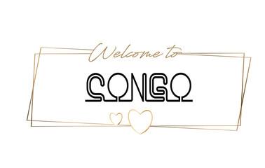 Congo  Welcome to text Neon lettering typography. Word for logotype, badge, icon, postcard, logo, banner Vector Illustration.