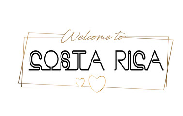 Costa Rica  Welcome to text Neon lettering typography. Word for logotype, badge, icon, postcard, logo, banner Vector Illustration.