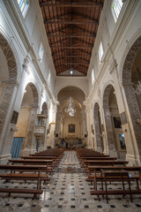 Fototapeta na wymiar Lecce, Puglia, Italy - Inside interior of the church Arciconfraternita Maria Ss. Addolorata. Catholic roman church (chiesa). A region of Apulia