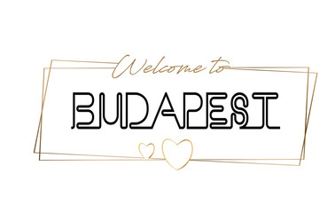 Budapest  Welcome to text Neon lettering typography. Word for logotype, badge, icon, postcard, logo, banner Vector Illustration.