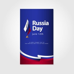 Russia Day Flag Vector Template Design Illustration