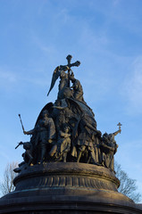 Fragment of the monument to the millennium of Russia. Veliky Novgorod
