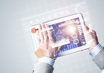 Interface of mobile application with charts and financial data