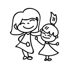 hand drawing abstract cartoon happy people family happiness concept