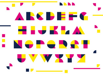Geometric font, colorful letters