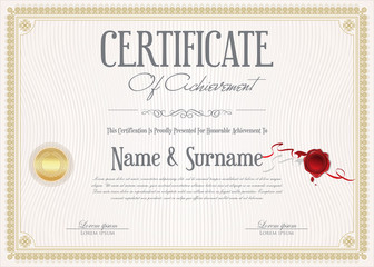 Certificate of achievement retro design template