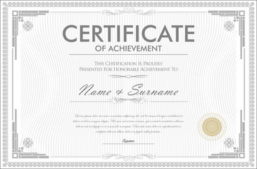 Certificate of achievement retro design template