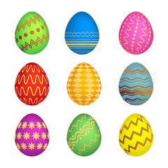Set of Nine Easter eggs with colorful texture