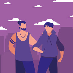 men walking in the city