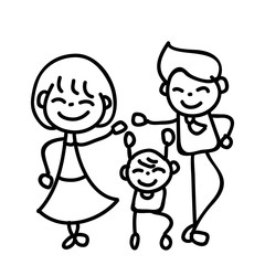 hand drawing abstract cartoon happy people family happiness concept