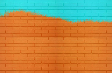 Green Orange color brick wall texture for graphic background images