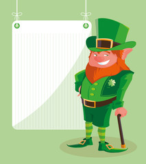 saint patrick lemprechaun with cane character