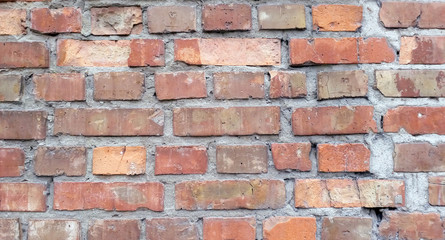 Old red brick wall. texture. Bricks background.