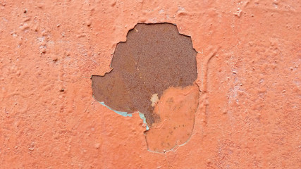 Rusty metal background. Rust texture. Demage paint wall. Place for copy space.
