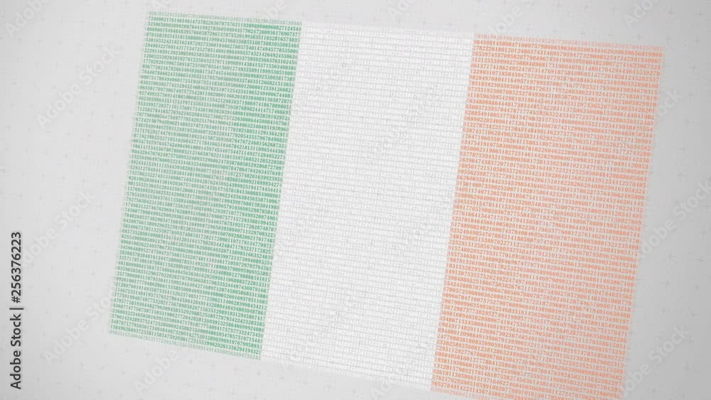 Poster falling numbers make up flag of ireland. national information technology it related 3d animation
