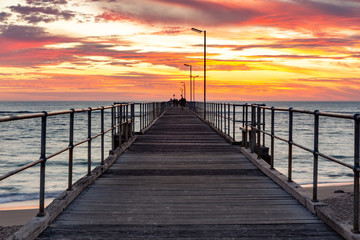 Fototapeta na wymiar A beautiful sunset at Port Noarlunga on the jetty at Port Noarlunga South Australia on 18th March 2019