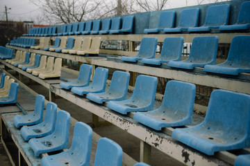 Fototapeta premium Blue plastic seats in the stadium