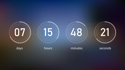Countdown web site vector flat template digital clock timer background for coming soon or under construction design