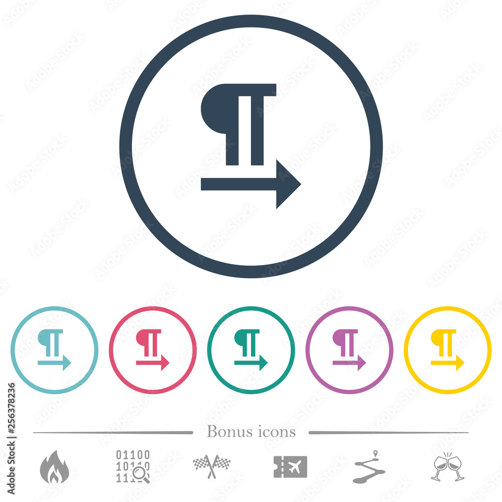 Poster left to right text direction flat color icons in round outlines
