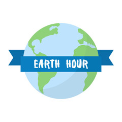 Earth hour concert. Earth planet ball on a white background