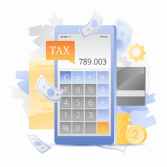 Tax Calculation on Phone Illustration