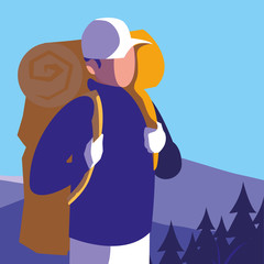 young man in forest landscape scene