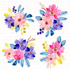 colorful watercolor floral arrangement collection