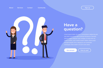 Have a question vector illustration concept. Digital business. People asking to online support center. Can use for landing page template, ui, web, mobile app, poster, banner, flyer.