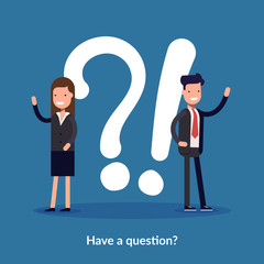 Have a question vector illustration concept. Digital business. People asking to online support center. Can use for landing page template, ui, web, mobile app, poster, banner, flyer.