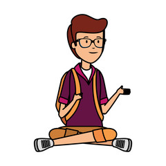 tourist man with travelbag character