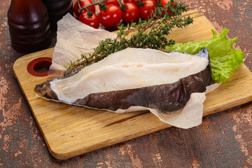 Raw wolffish steak