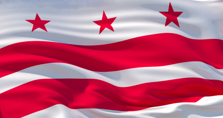 Washington, District of Columbia flag. Patriotic background. 3d illustration