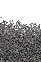 image of black sesame seeds isolated on white background. Food.