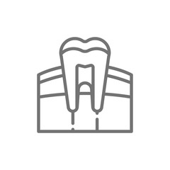 Tooth, gum, dentist, human organ line icon.