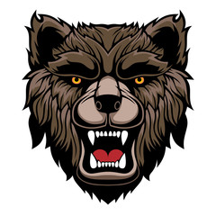 Roaring bear head mascot.