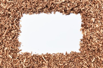 wood saw dust on white background