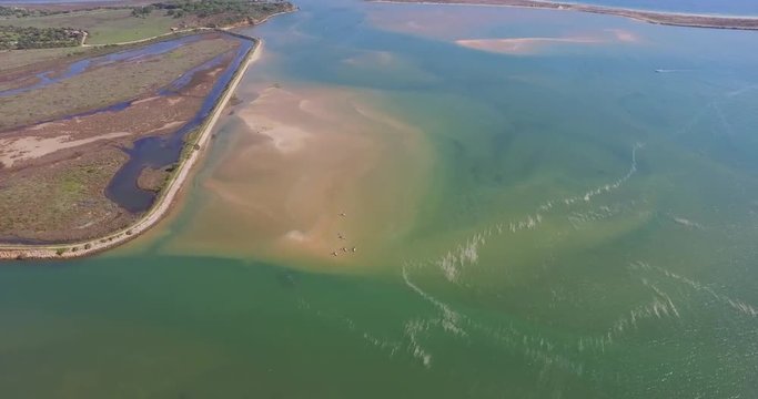 The lagoon of Albufeira and Alvor, Portugal. Aerial shot.