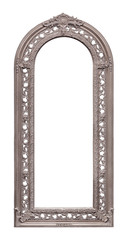 Panoramic silver frame for paintings, mirrors or photo isolated on white background