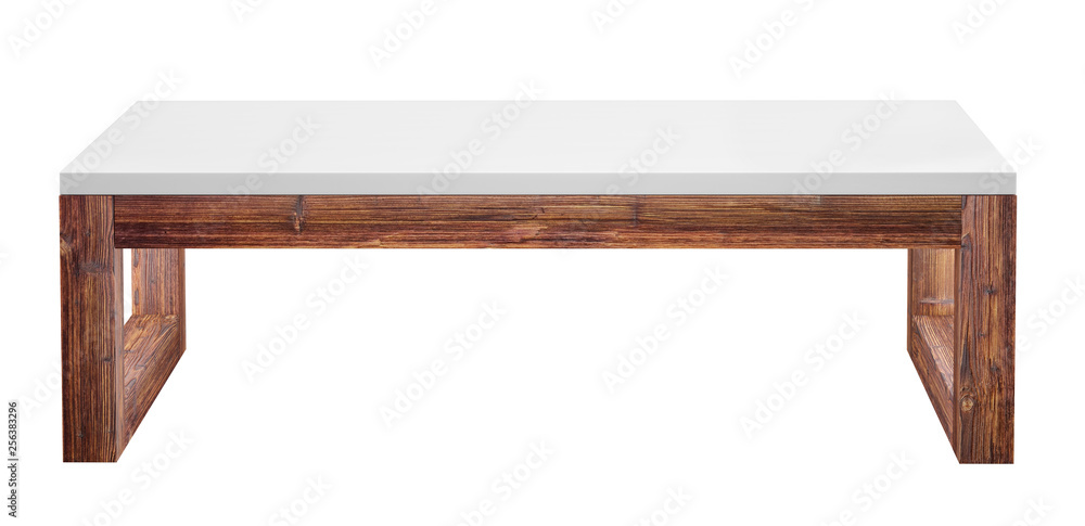 Poster Modern low table isolated on white background. 3D rendering image.