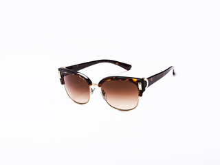 Sunglasses with brown glasses on an isolated white background