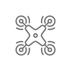 Remote air drone, aerial vehicle line icon.